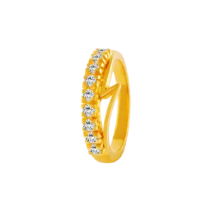 22KT Yellow Gold And American Diamond Ring For Women