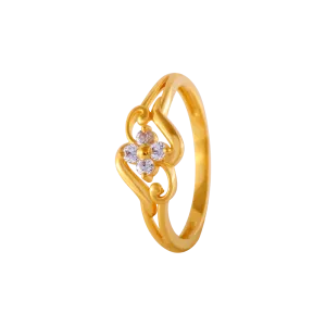 22KT Yellow Gold And American Diamond Ring For Women