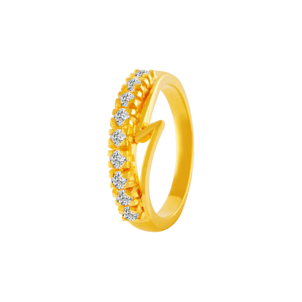 22KT Yellow Gold And American Diamond Ring For Women