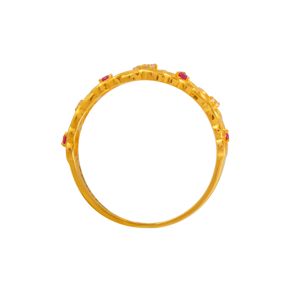 22KT Yellow Gold And American Diamond Ring For Women