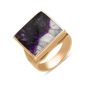 9ct Rose Gold Blue John Hallmark Small Square Ring