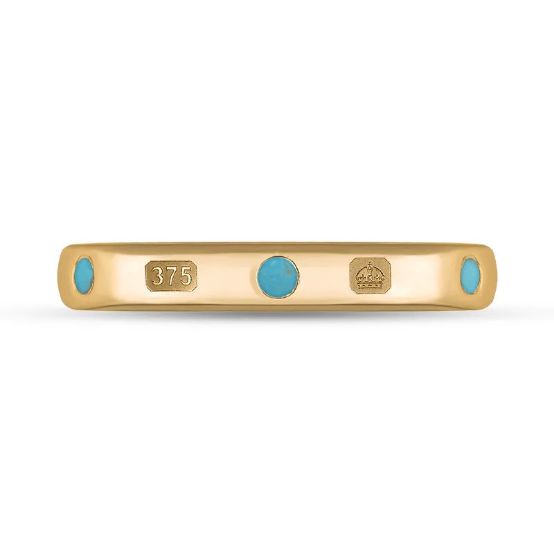 9ct Rose Gold Turquoise Queen's Jubilee Hallmark 6mm Ring D