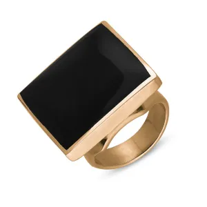 9ct Rose Gold Whitby Jet Hallmark Medium Square Ring