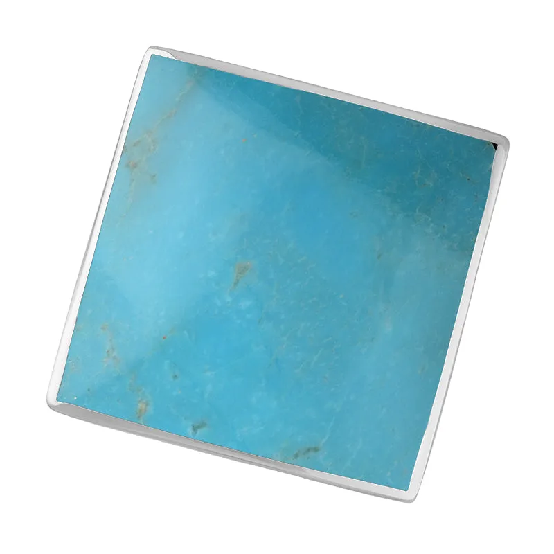 9ct White Gold Turquoise Hallmark Large Rhombus Ring