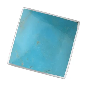 9ct White Gold Turquoise Hallmark Large Rhombus Ring