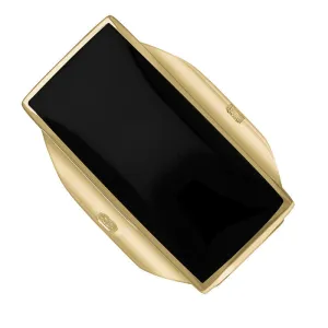 9ct Yellow Gold Whitby Jet Hallmark Large Oblong Ring