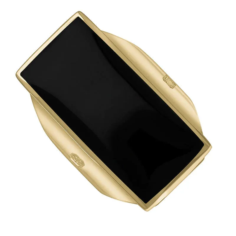 9ct Yellow Gold Whitby Jet Hallmark Large Oblong Ring