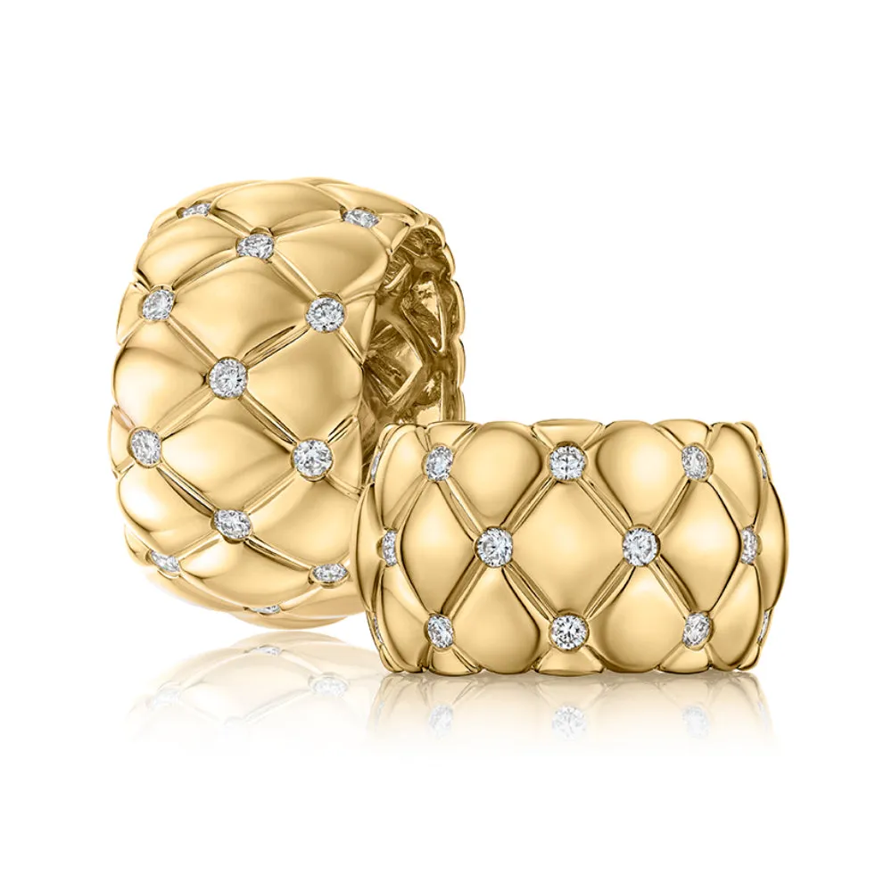 A. Jaffe 14k Dome Shaped Quilted Pattern Ring with Brilliant Diamonds