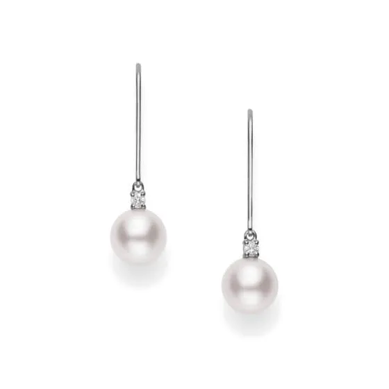 Akoya Cultured Pearl and Diamond Classic Leverback Earrings
