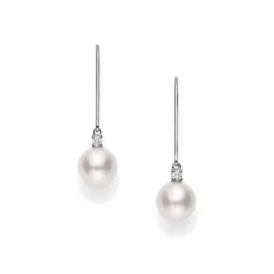 Akoya Cultured Pearl and Diamond Classic Leverback Earrings