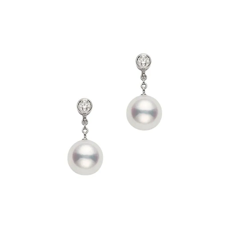Akoya Pearl and Diamond Classic Drop Earrings