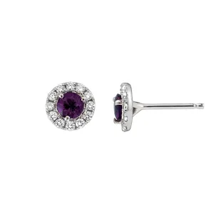 Amethyst and Diamond Halo Earrings
