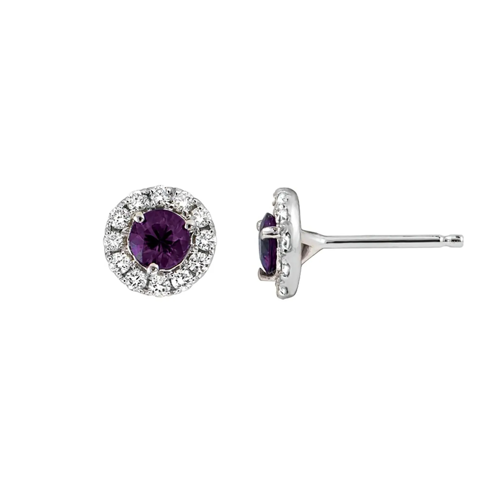 Amethyst and Diamond Halo Earrings