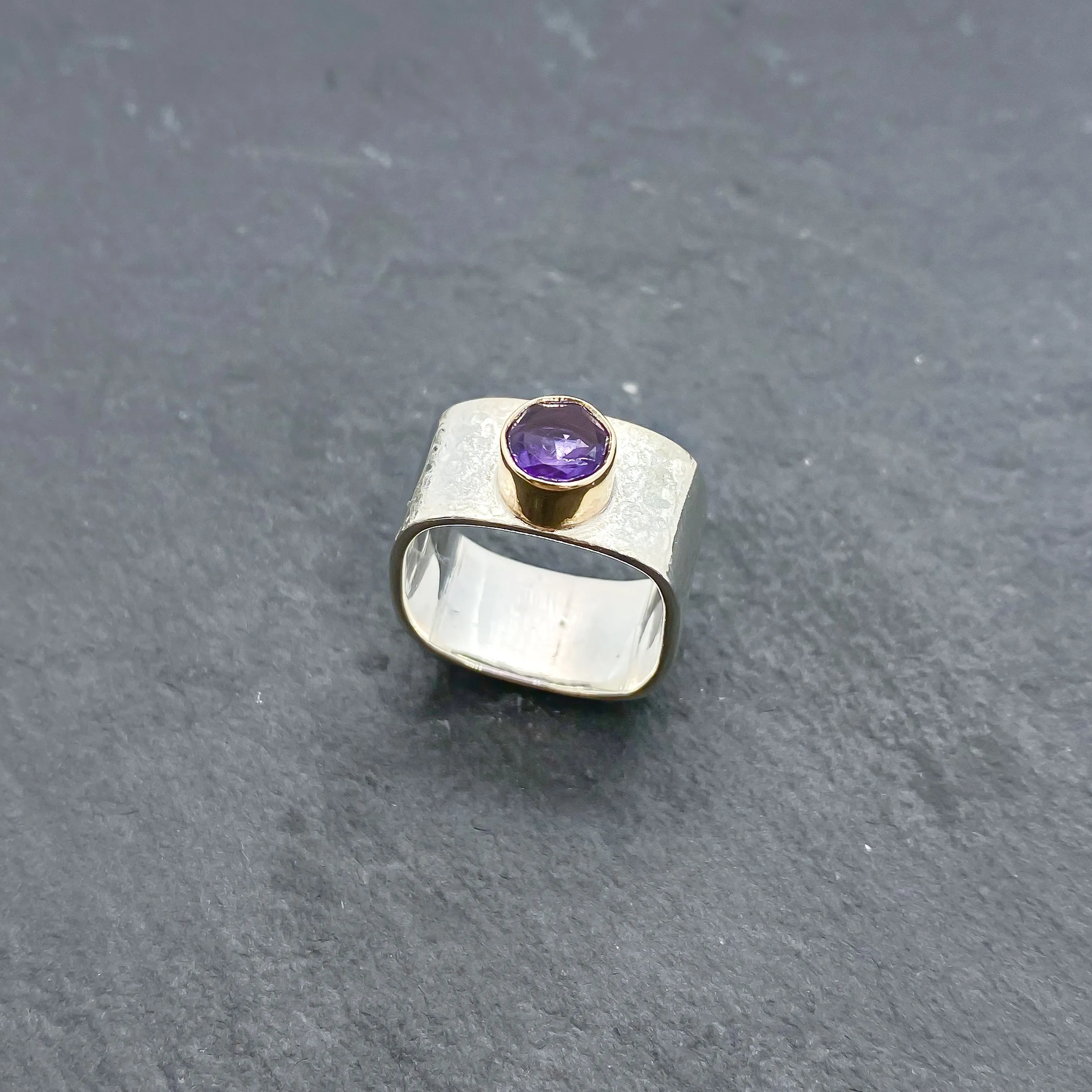 Amethyst Wide Stacking Ring