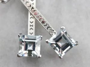 Aquamarine White Gold Drop Earrings