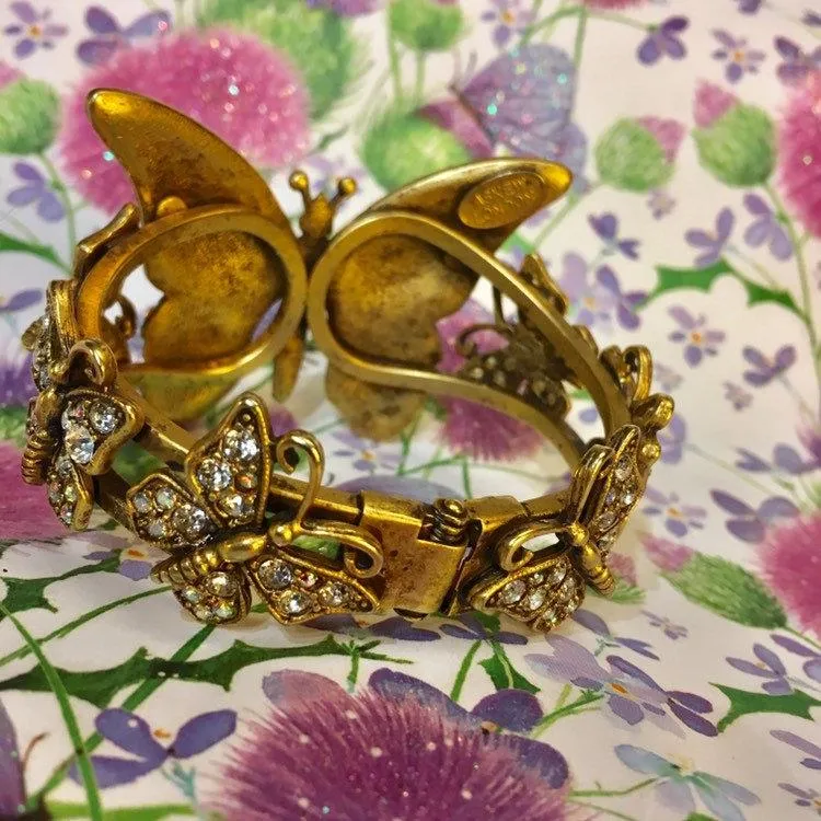 Askew London Butterfly Clamper Bracelet Opaline Crystal