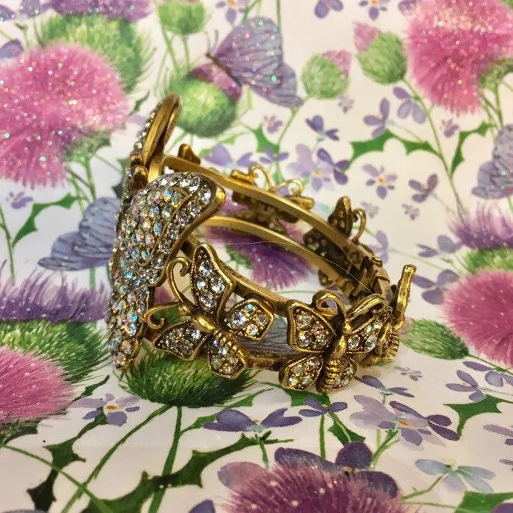 Askew London Butterfly Clamper Bracelet Opaline Crystal