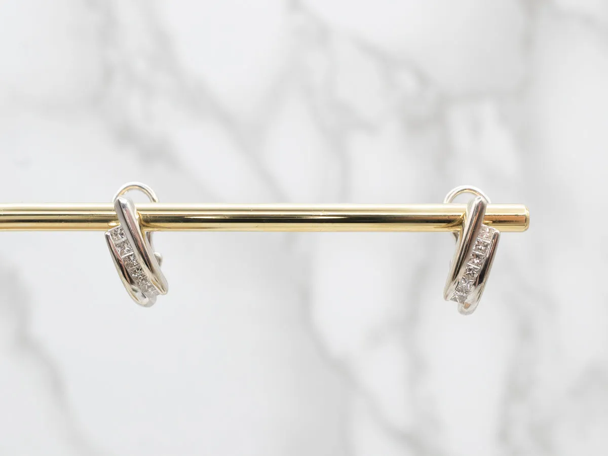 Beautiful White Gold Princess Cut Diamond Drop Earrings