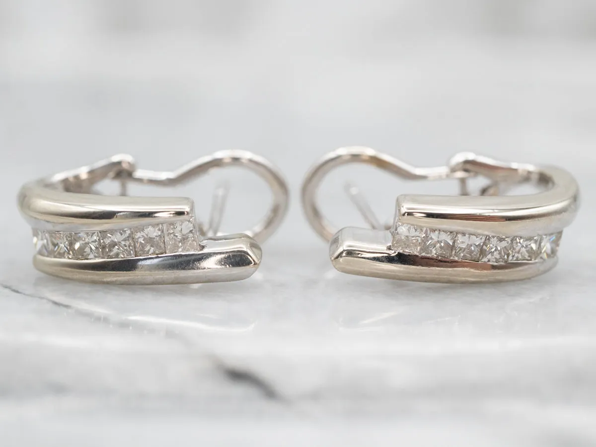 Beautiful White Gold Princess Cut Diamond Drop Earrings