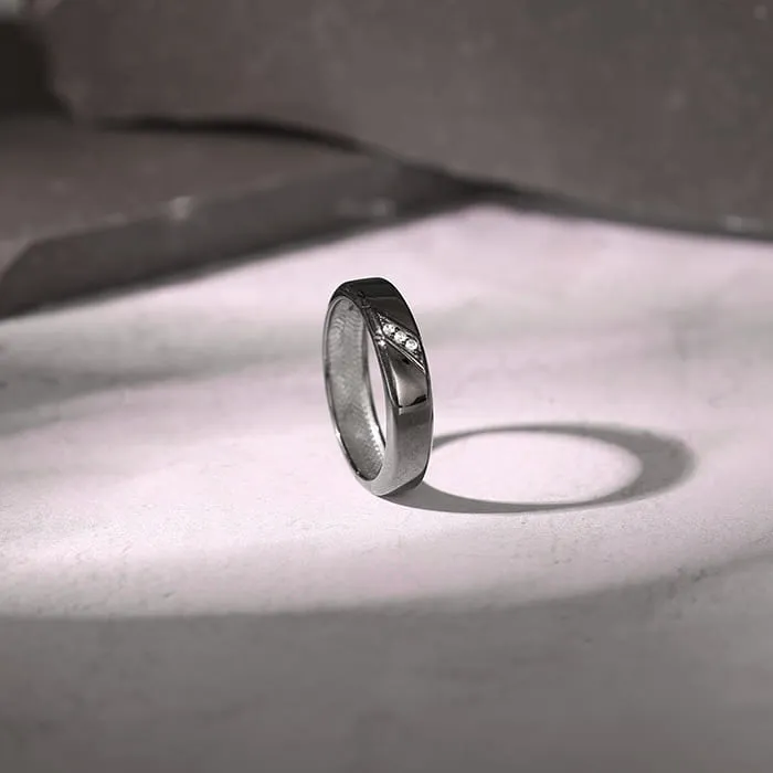 Black Rhodium Zirconia Band For Him