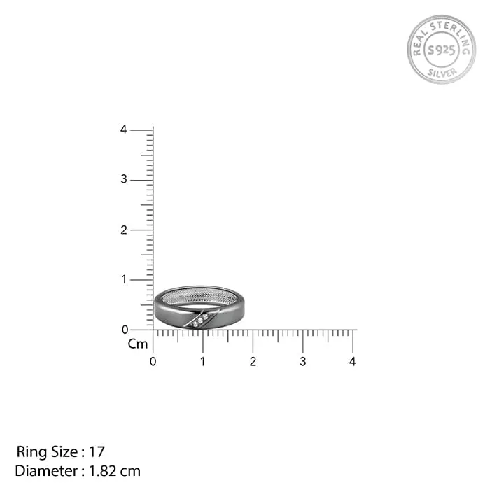Black Rhodium Zirconia Band For Him