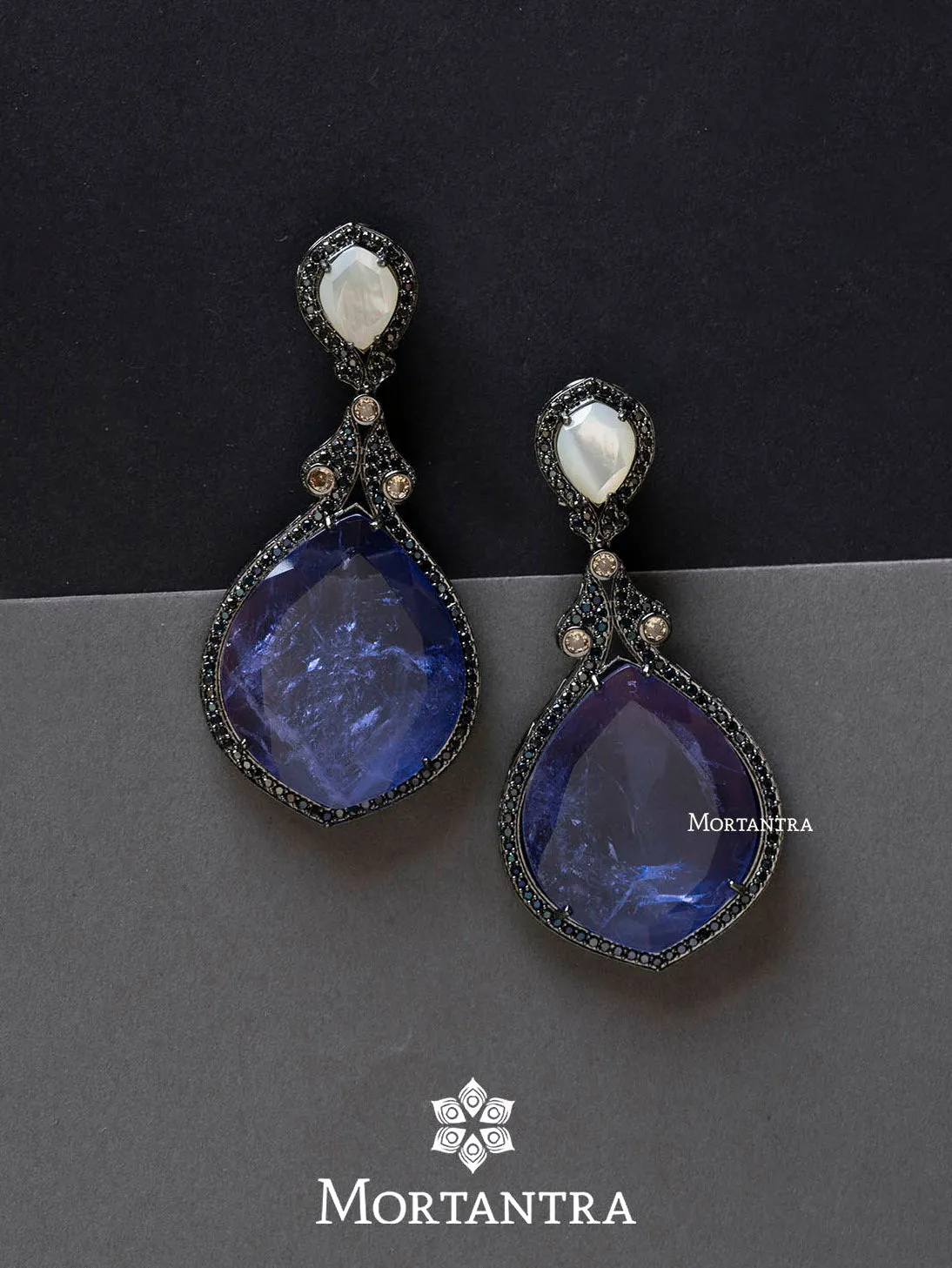 Blue Color Faux Diamond Earrings - CZEAR454BL
