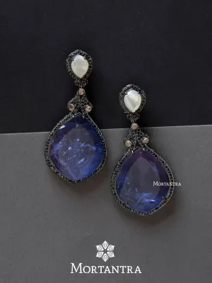 Blue Color Faux Diamond Earrings - CZEAR454BL
