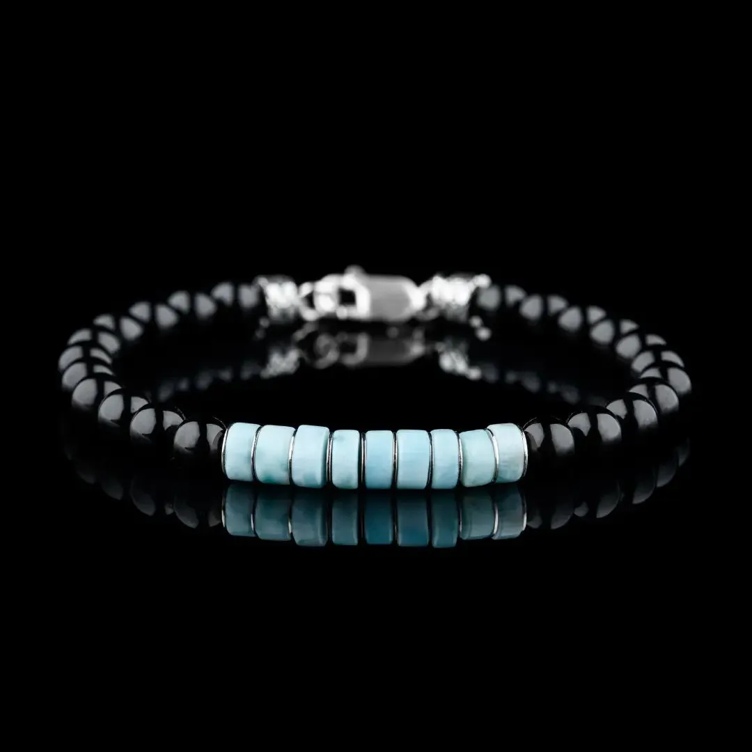 Blue Larimar - Black Tourmaline Bracelet II (6mm)