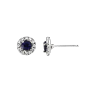 Blue Sapphire and Diamond Studs