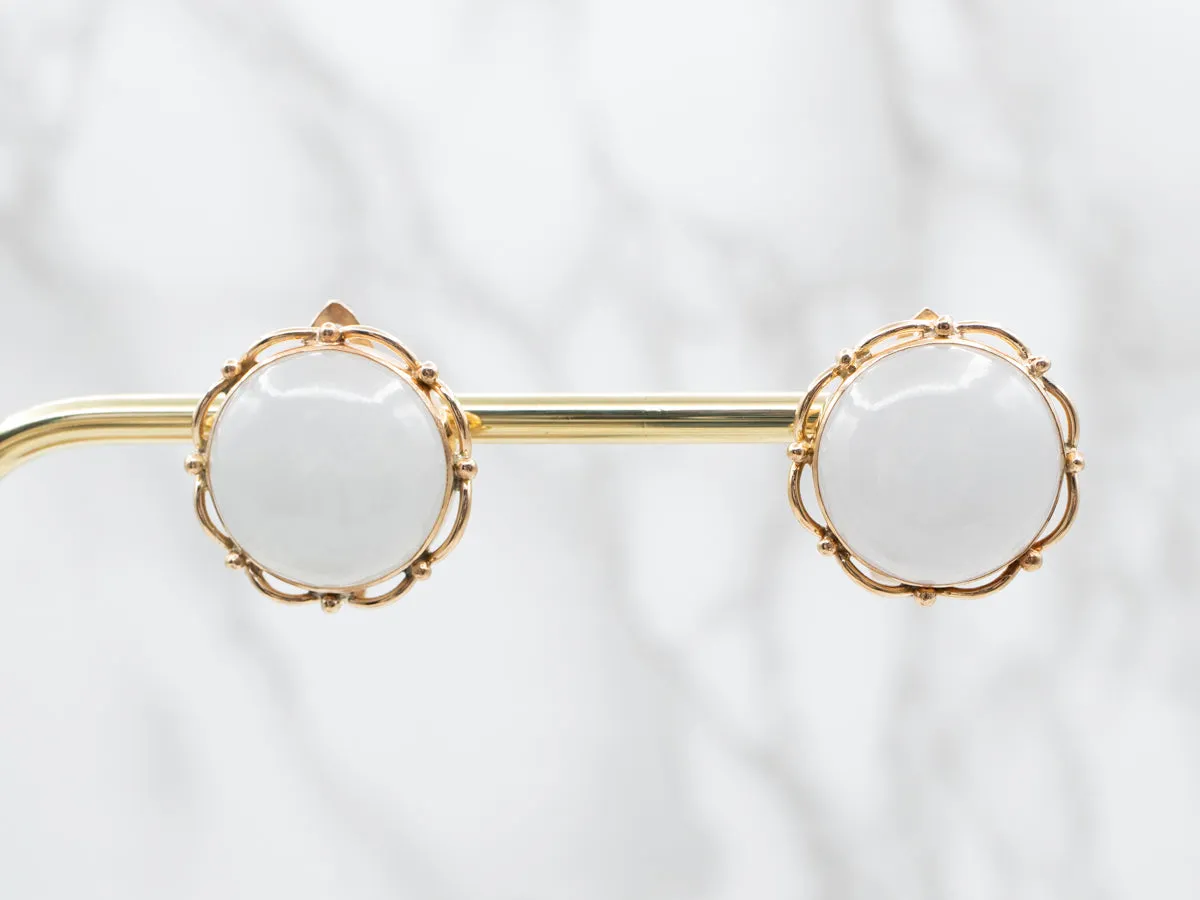 Bold Lavender Jadeite Gold Stud Earrings