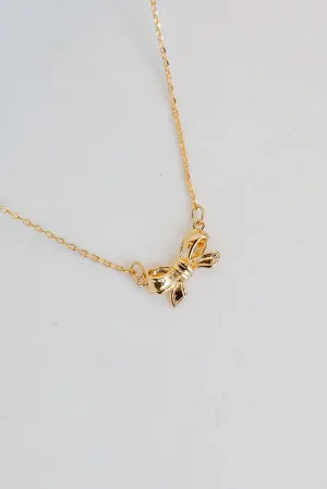 Brooke Gold Bow Charm Necklace