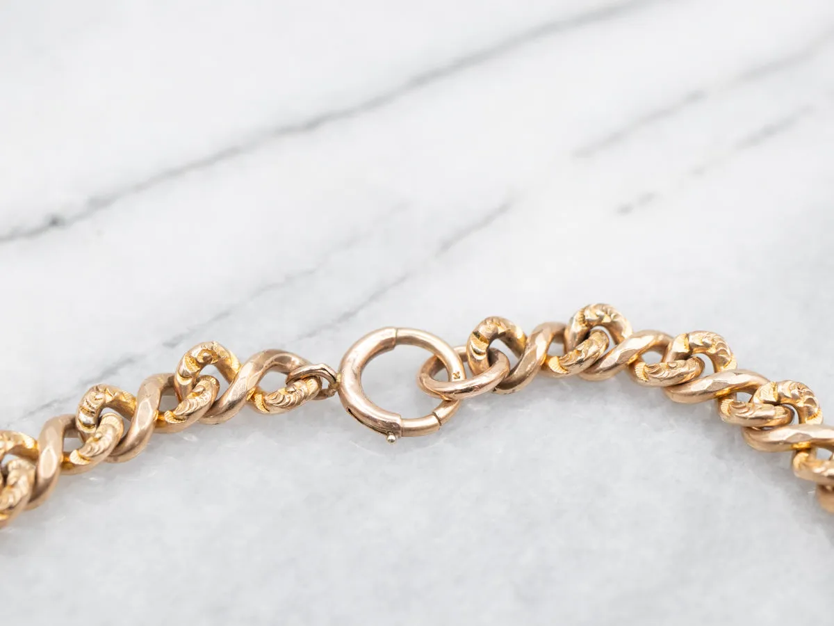 Chased Victorian Curb Link Bracelet