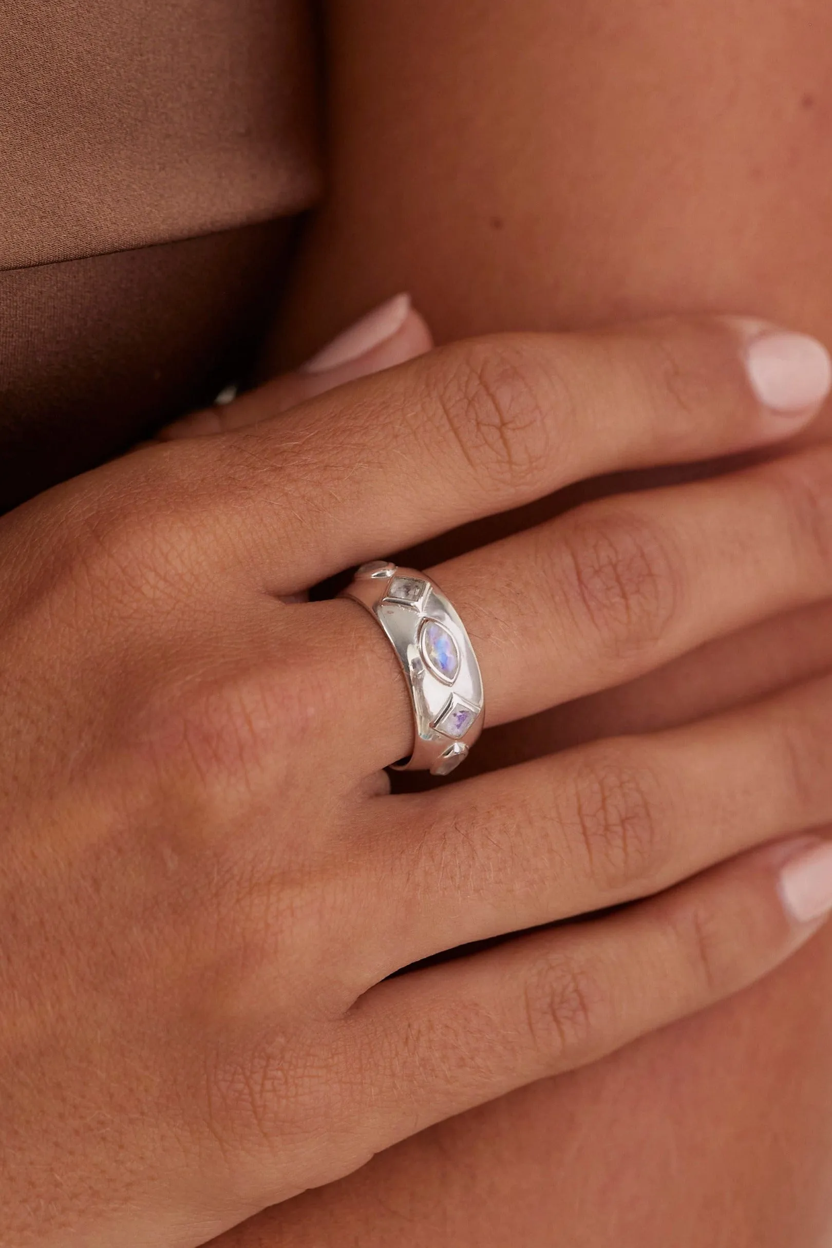 Coronet Moonstone Silver Ring