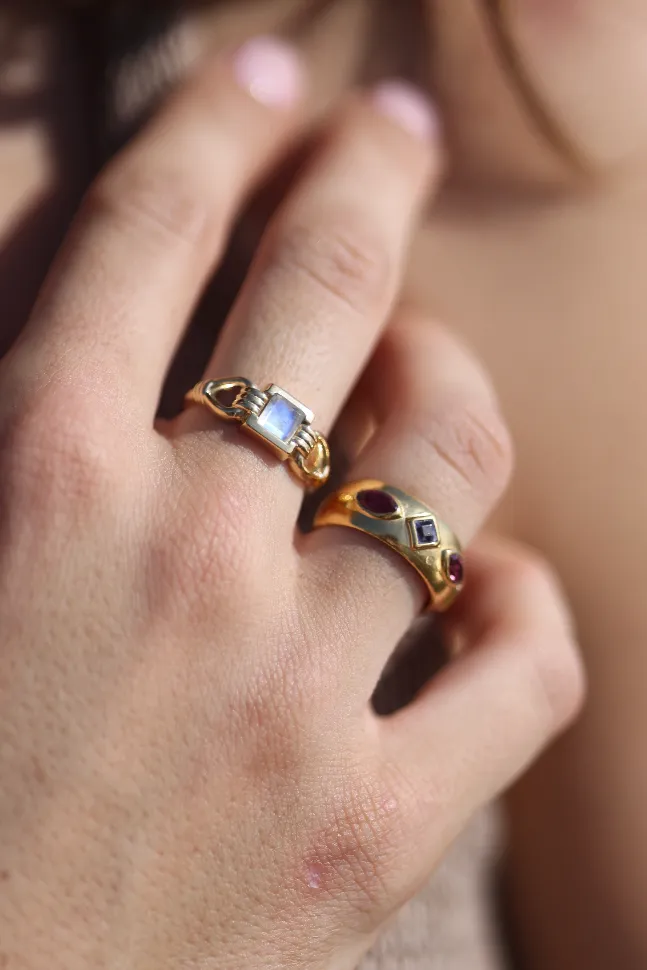 Coronet Moonstone Silver Ring