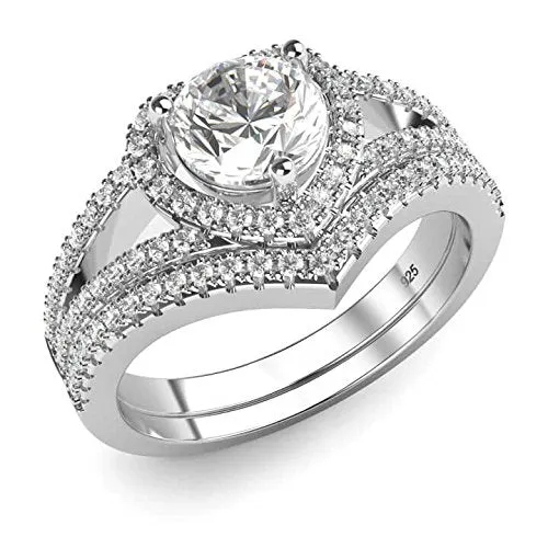 CZ Heart Engagement Bridal Set - 07AB66