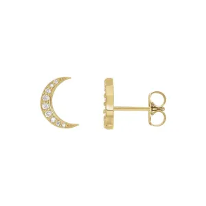 Diamond Crescent Moon Stud Earrings