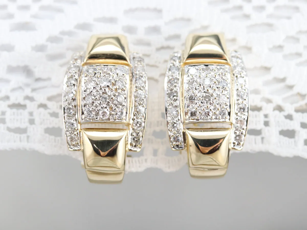 Diamond Huggy Back Hoop Earrings