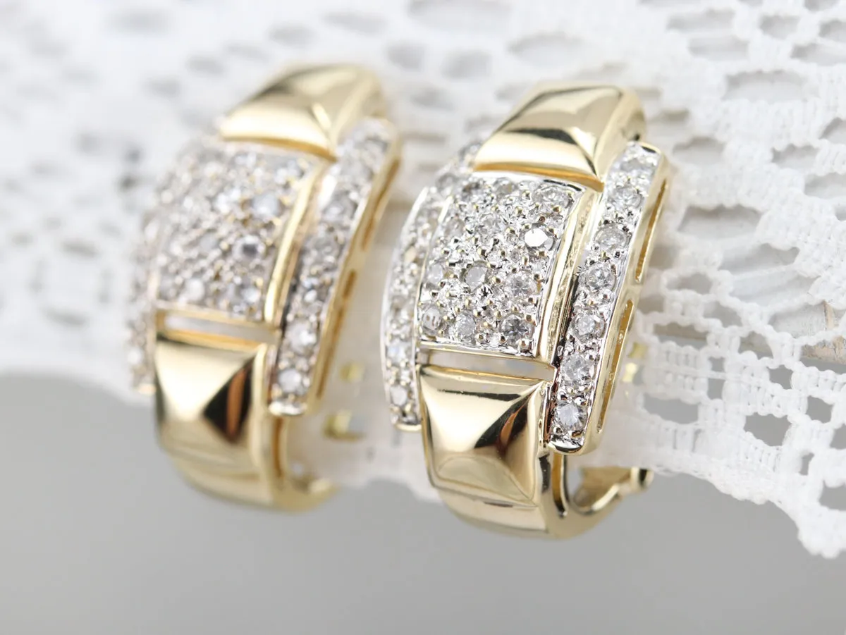Diamond Huggy Back Hoop Earrings