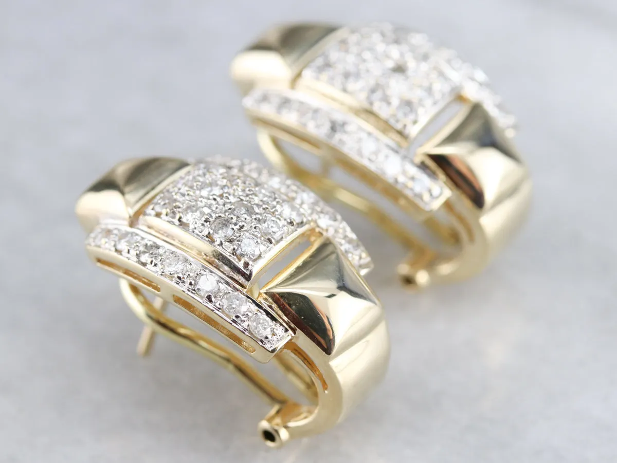 Diamond Huggy Back Hoop Earrings