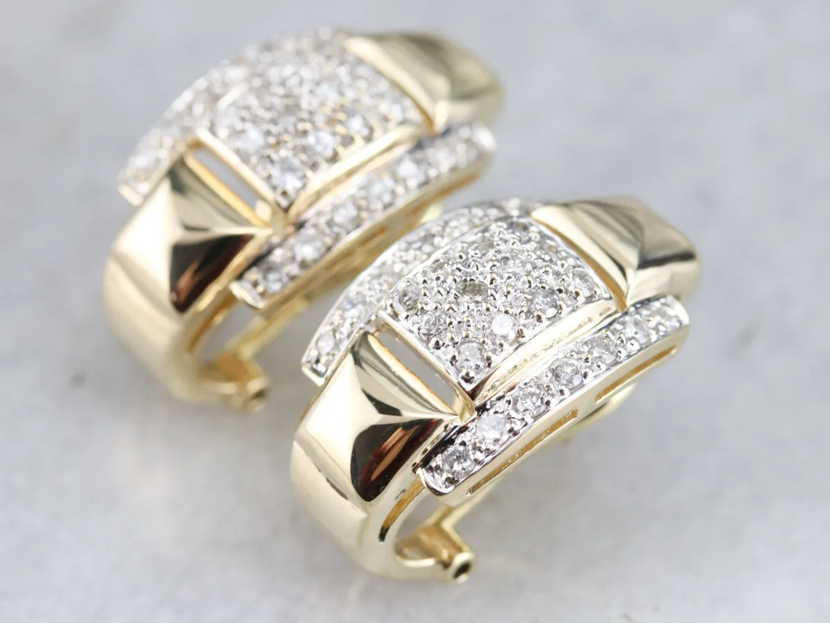 Diamond Huggy Back Hoop Earrings