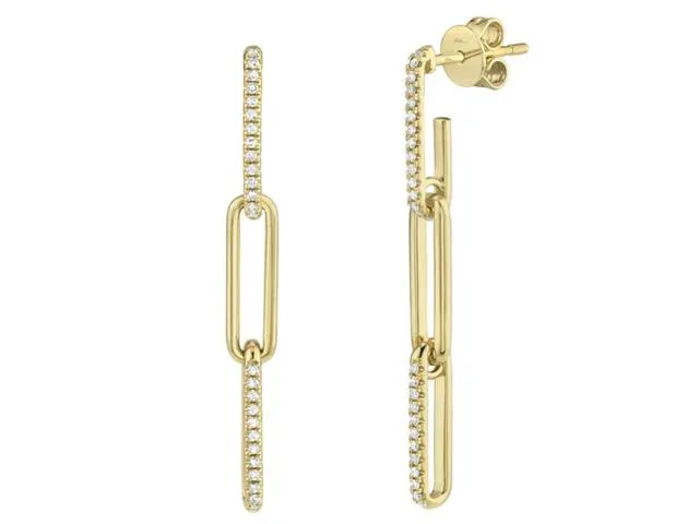 Diamond Paper Clip Link Earrings