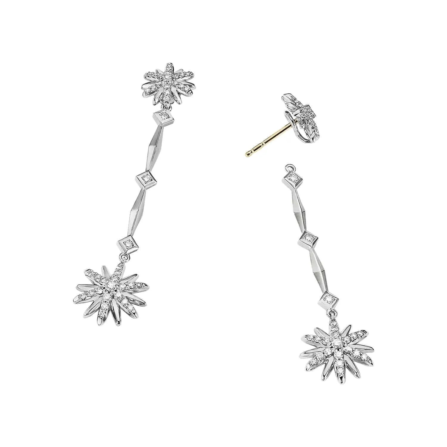 Diamond Starburst Long Drop Earrings