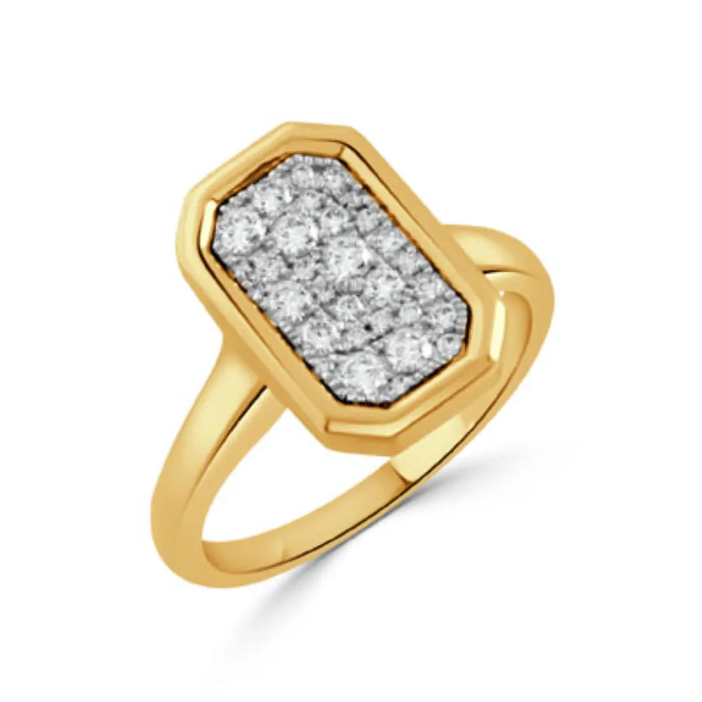 Doves 18k Gold Diamond Cluster Bezel Ring