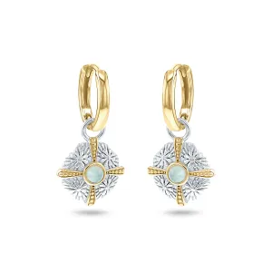 Earrings in 925 Silver plated Silver and 18k Yellow Gold assembled with Green Quartz