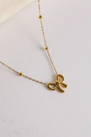 Elizabeth Gold Bow Charm Necklace