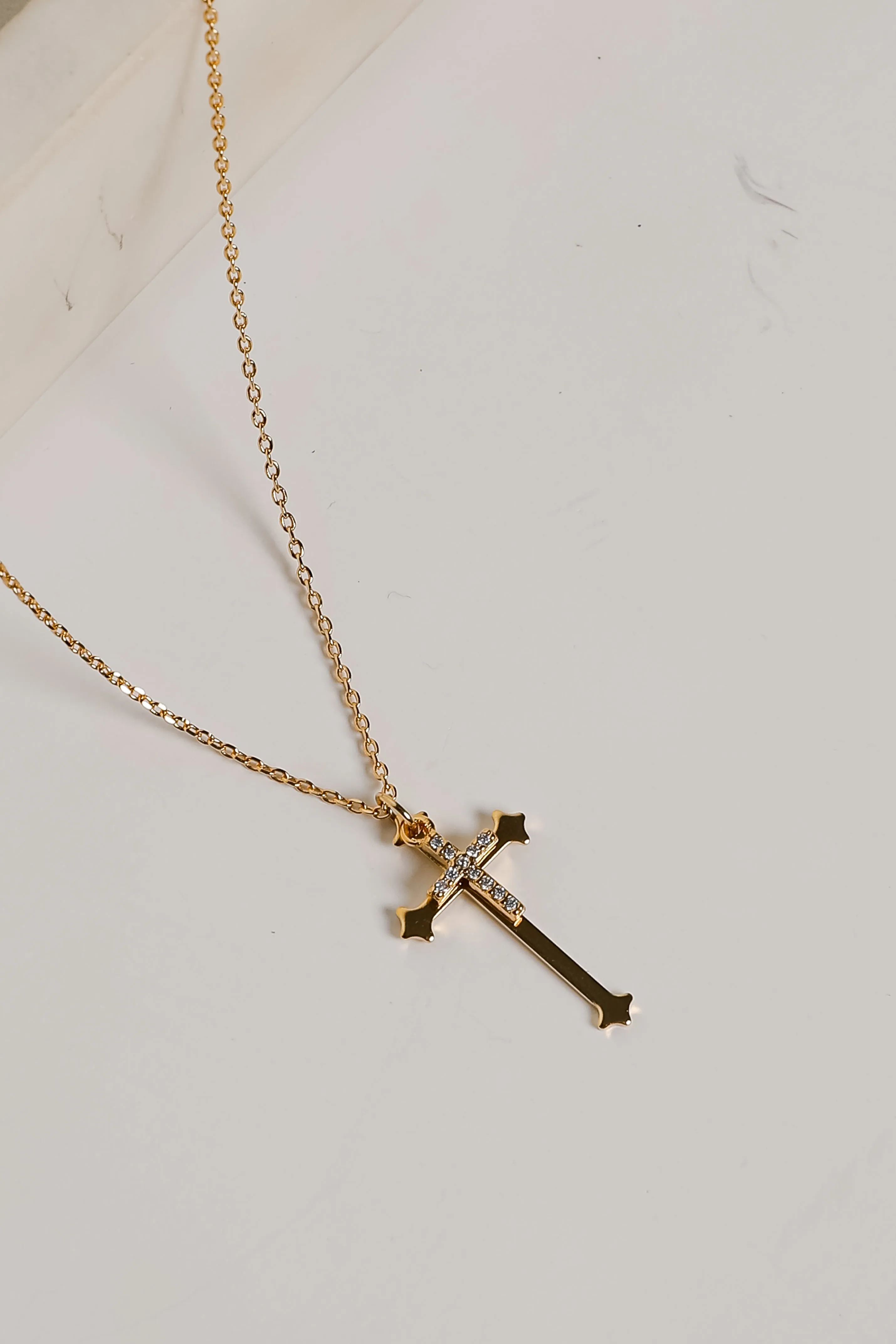 Ella Gold Cross Charm Necklace