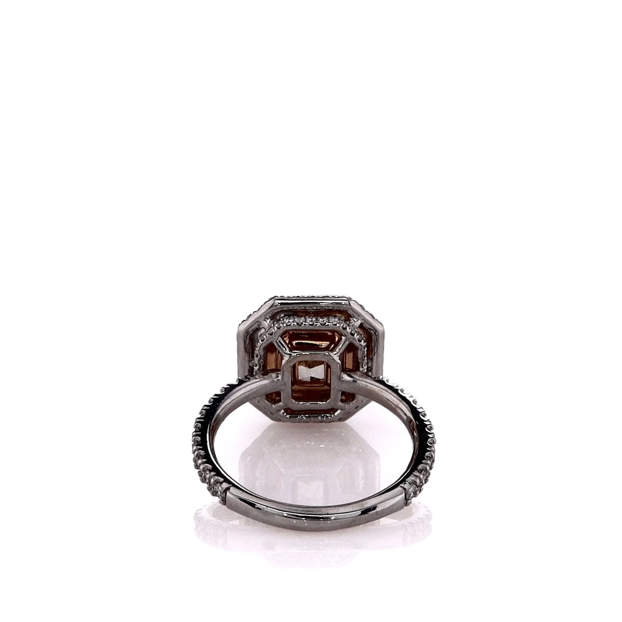 Estate 18k Two-Tone Fancy Yellow-Green and Pink Diamond Double Halo Ring