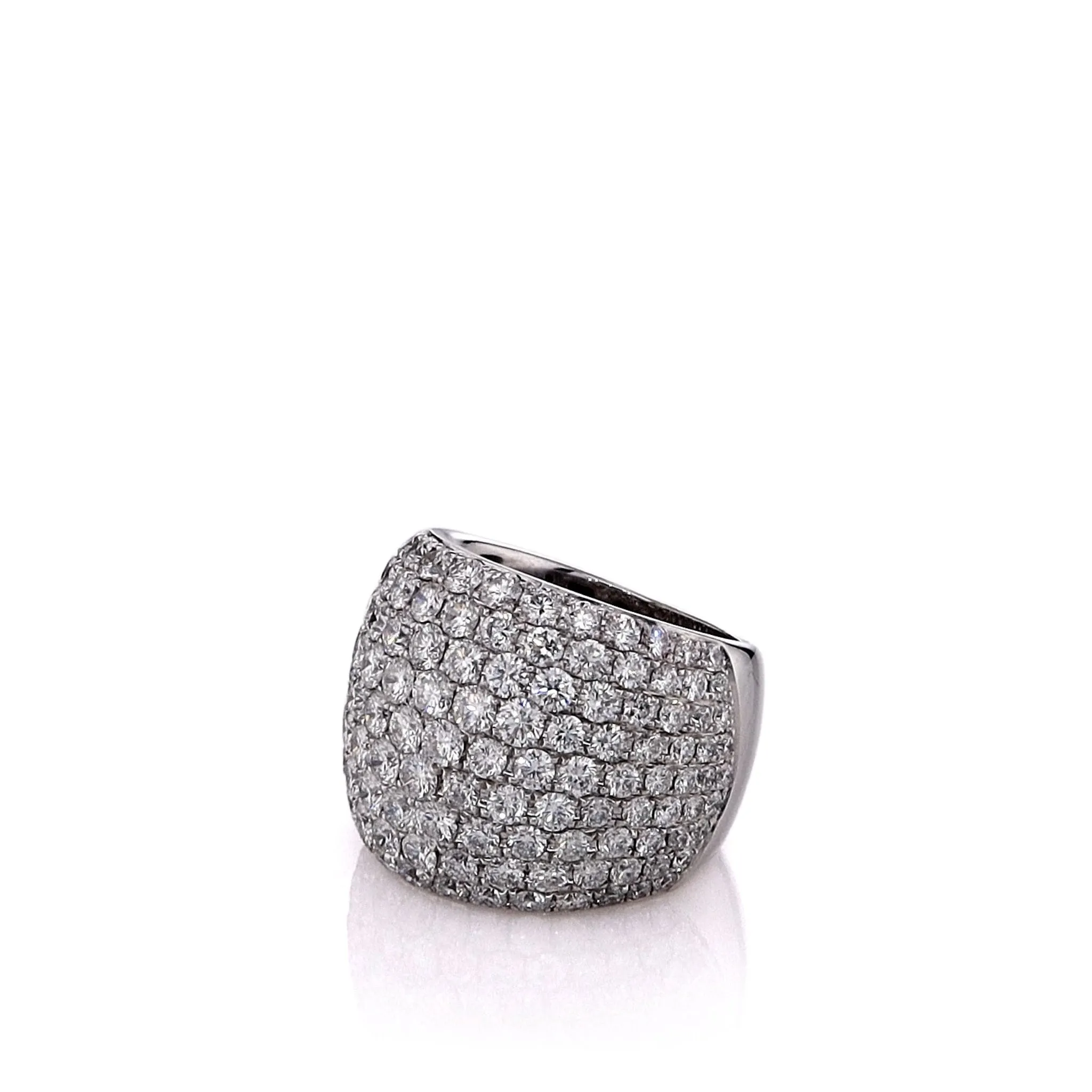 Estate 18k White Gold 9 Row Wide Tapered Diamond Band