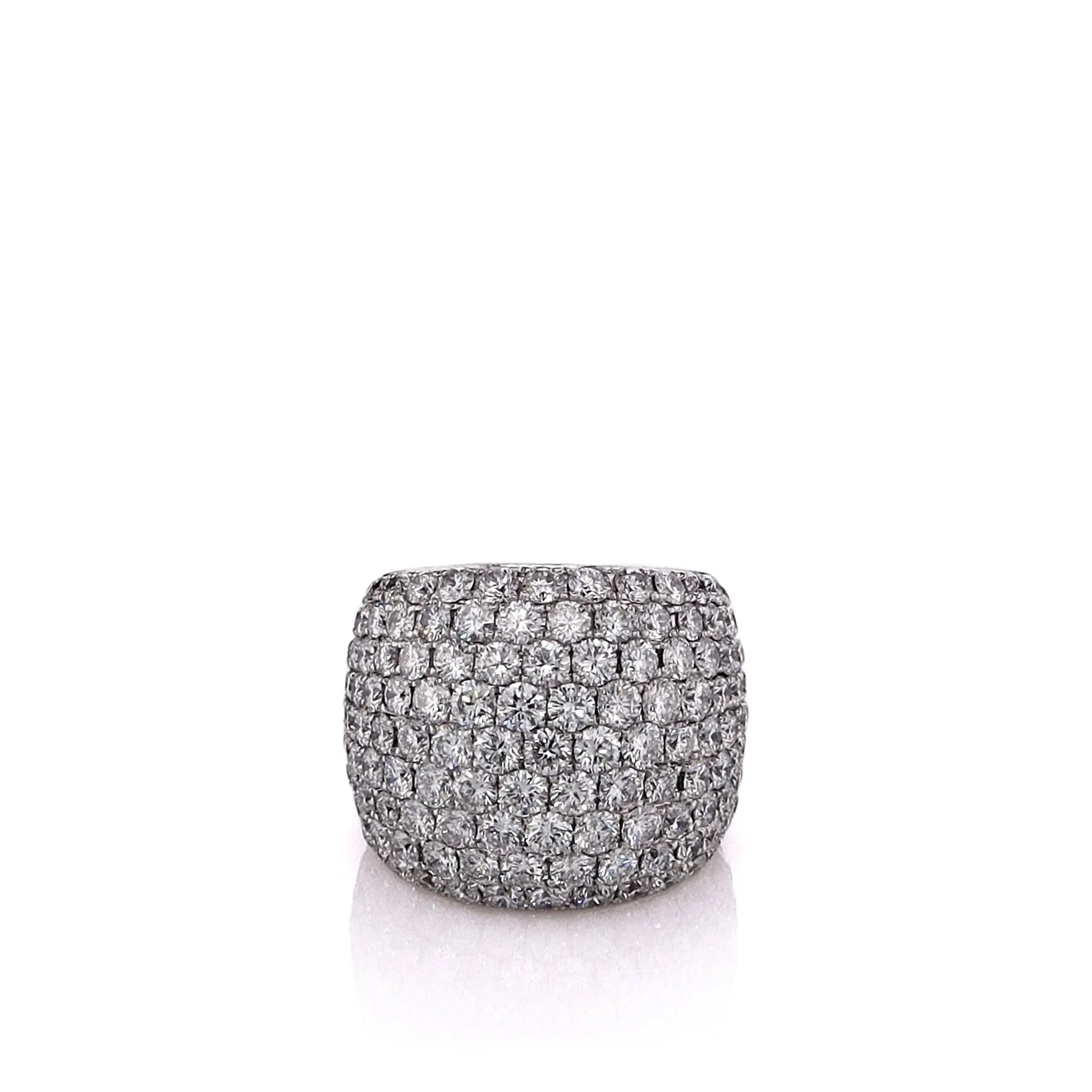 Estate 18k White Gold 9 Row Wide Tapered Diamond Band