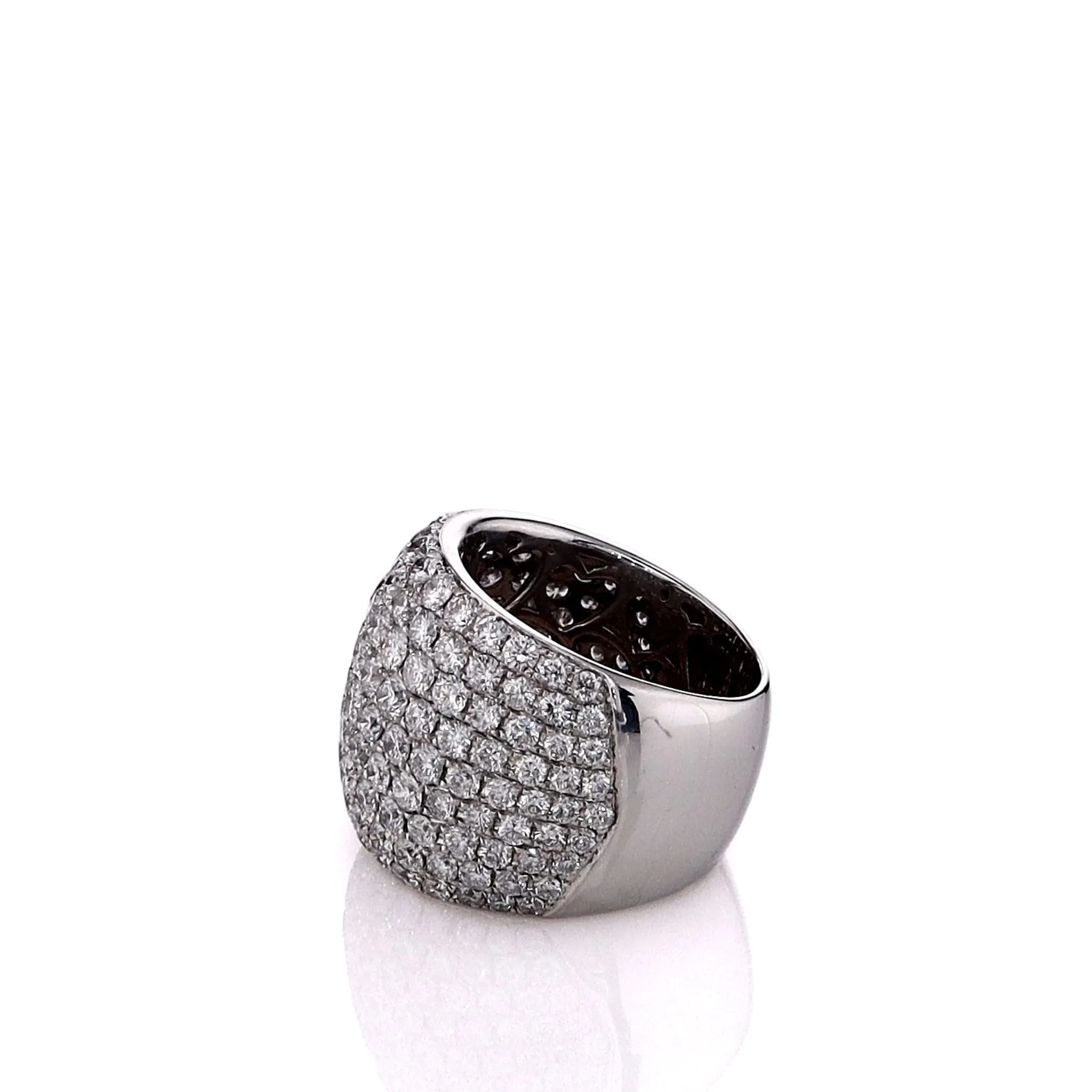 Estate 18k White Gold 9 Row Wide Tapered Diamond Band